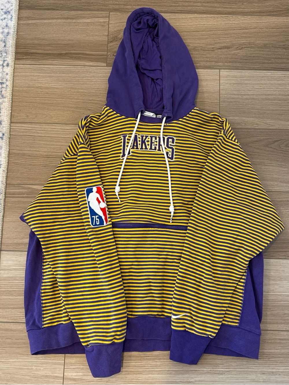 Nike Purple & Gold Striped Lakers Hoodie